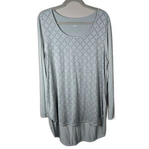 Soft Surroundings Women's Blue High Low Long Sleeve Tunic Size Large
